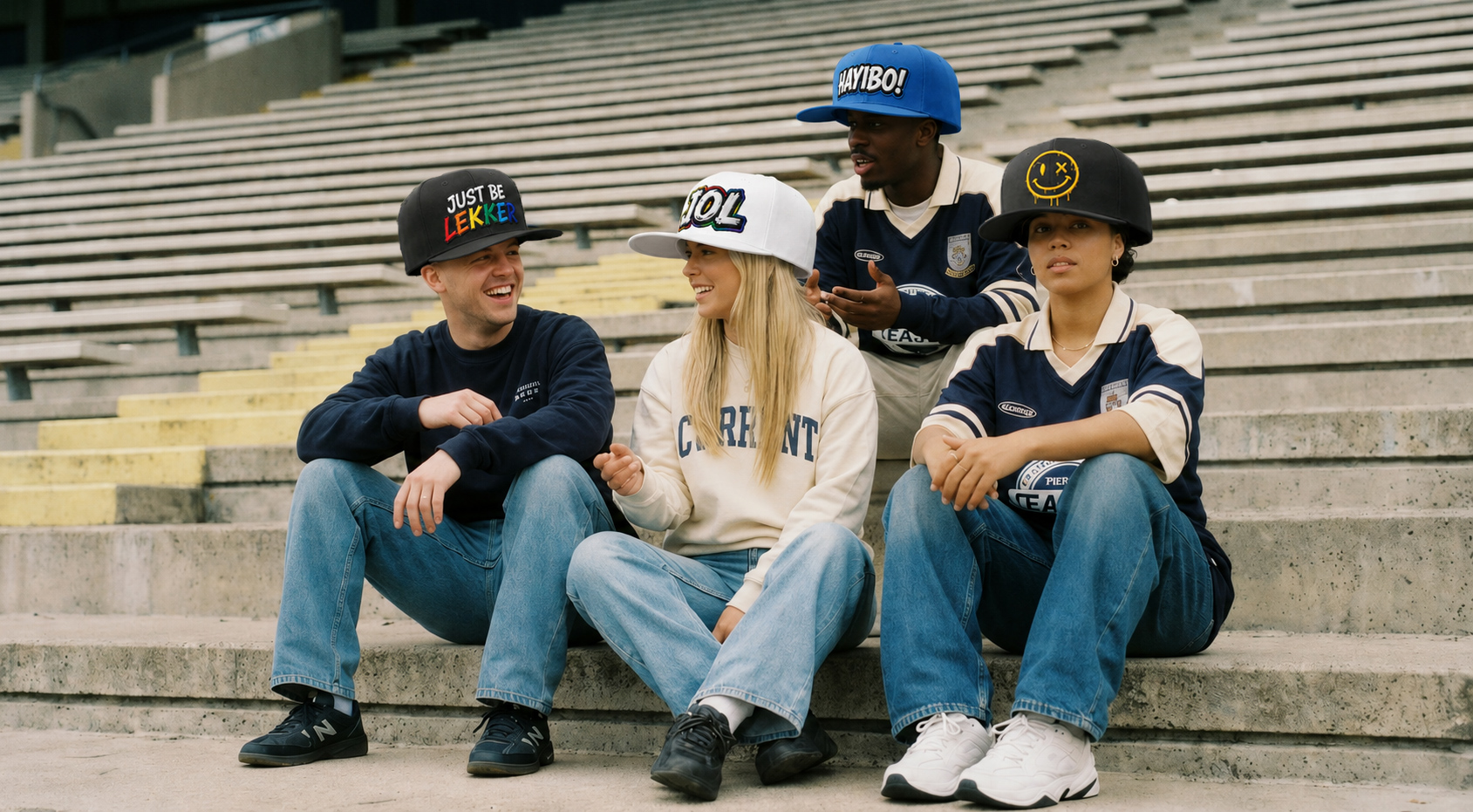 Street style portrait featuring a custom Big Head Co. cap